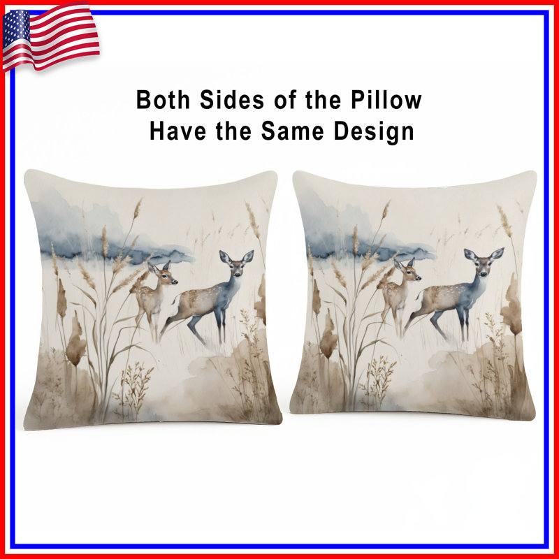 Coussins décoratifs Deer In Grassland, 20 x 20 pouces