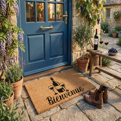 Coir Door Mat Bienvenue - Wine
