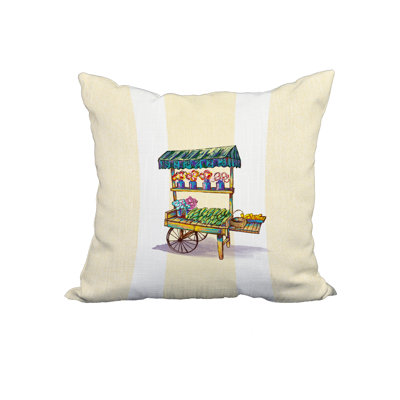 Veggie Cart Print Square Pillow Cover and Insert