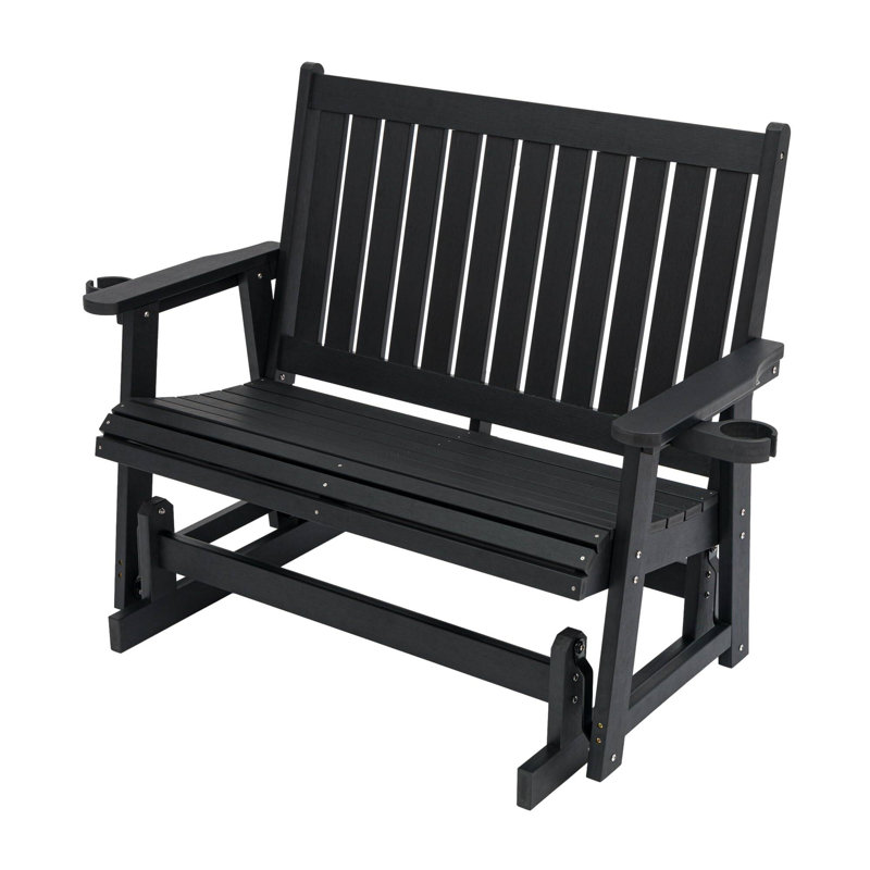 Fauteuil oscillant d'extérieur en bois Ruvimbo, Noir