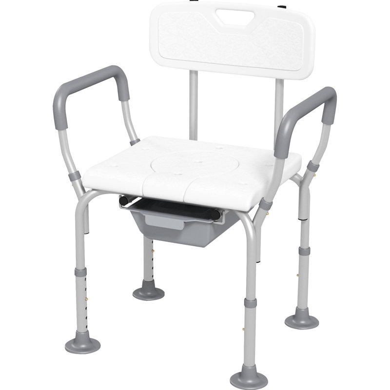 31 Shower Seat - Detachable Bucket For Elderly, White Height Adjustable Chair Seniors,