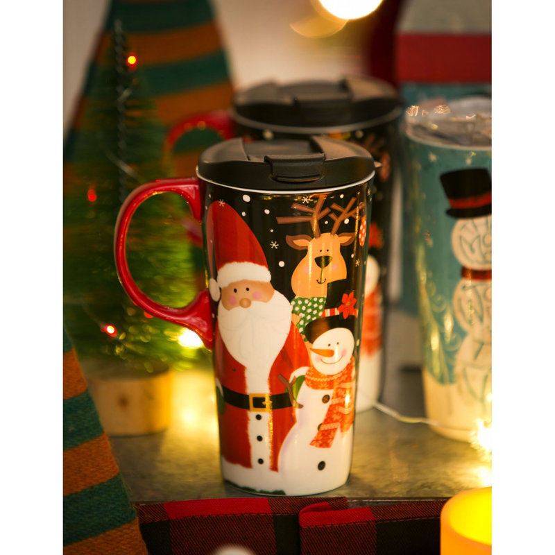 Grande tasse de voyage en céramique 17 onces père Noël et amis