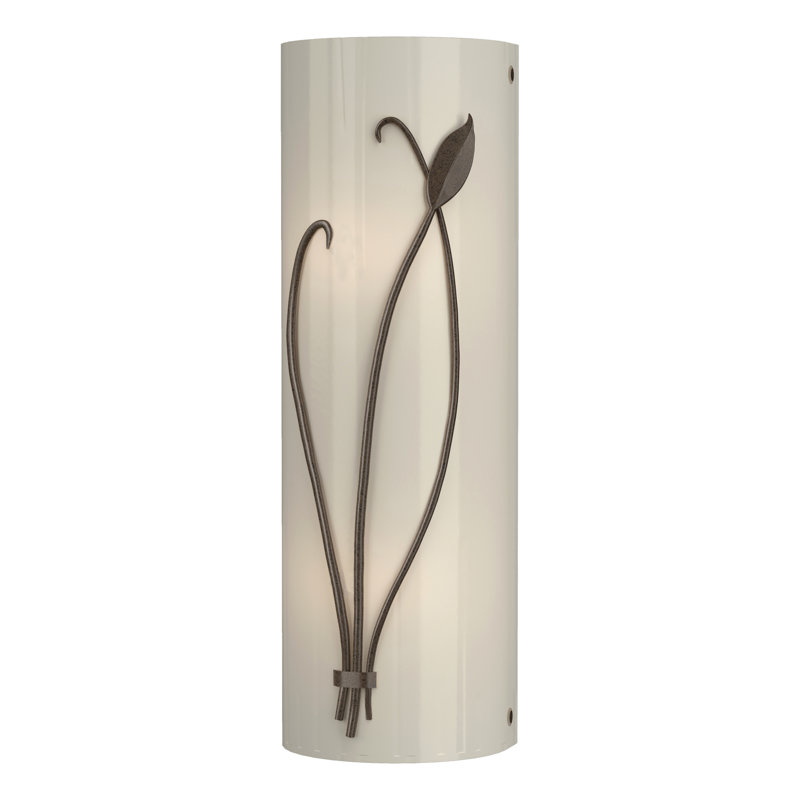 Leaf 2 - Light Flush Mounted Sconce, Bronze, Ivory Art Glass, Right