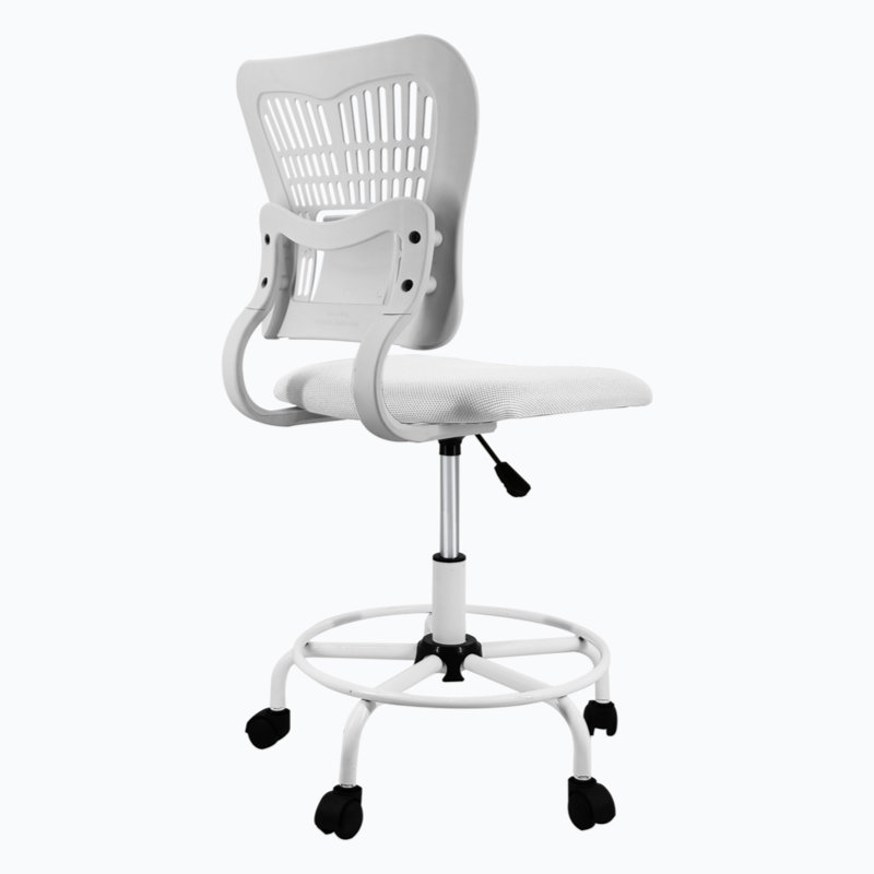 Chaise de travail Keair, Blanc / noir, Blanc