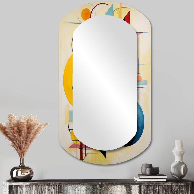 Jaune coucher de soleil jaune délavé - miroir décoratif géométrique asymétrique, miroir cylindrique moderne, impression sur métal