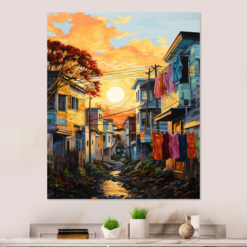 «Multicolor Village In Europe III - City Buildings», impressions sur métal, H 20 po x l 12 po x P 1 po