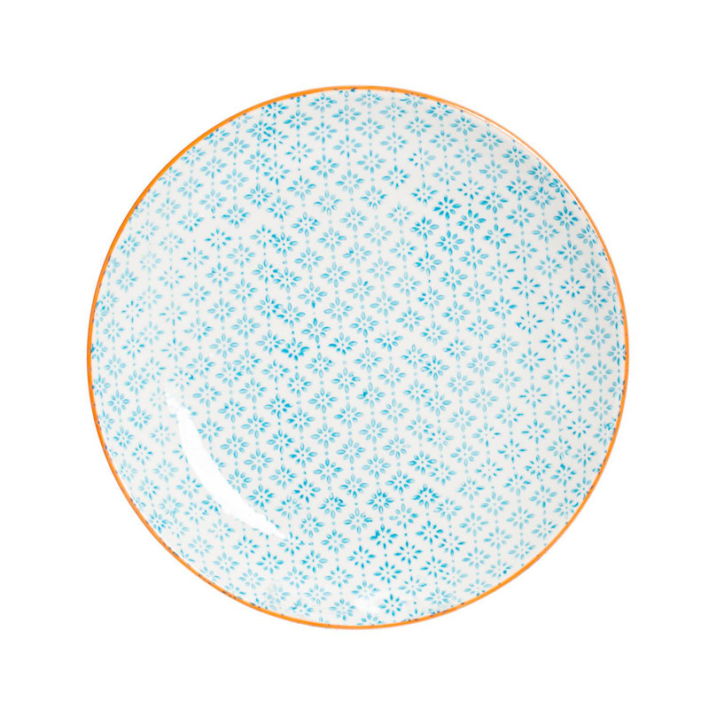 Nicola Spring - Hand-Printed Dinner Plate - Blue