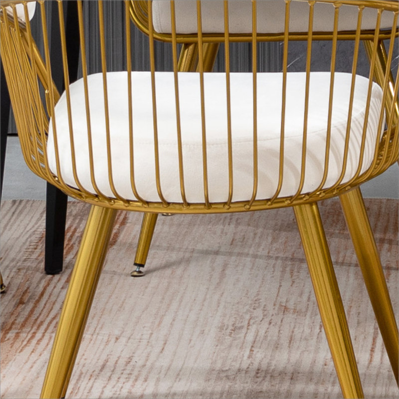 Modern Mid Century Dining Chair, Upholstered Velvet Dining Room Chairs with Metal Legs for Makeup/Living Room, Beige