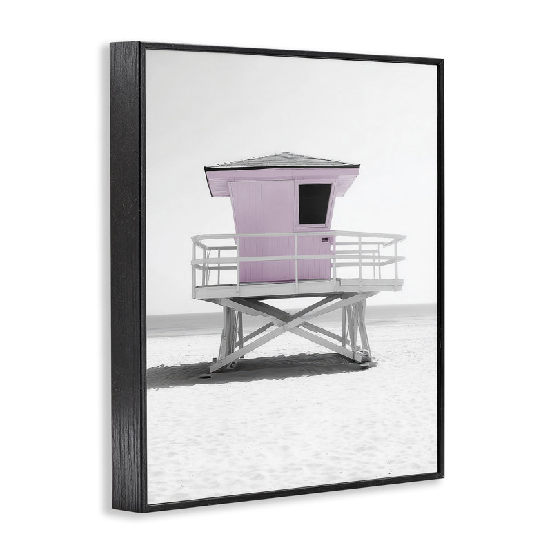 Giclée encadrée «Lifeguard Station» par Annabelle Hall, H 20 po x l 16 po, Giclée encadrée noir minuit