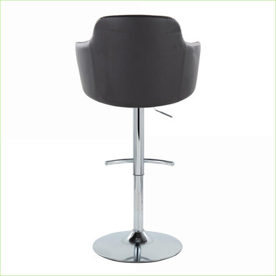 LumiSource Boyne Set of 2 Adjustable Dining Bar Chairs for Adults, 360 Swivel Black Faux Leather Barstools with Chrome Silver Base