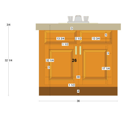 Meuble-lavabo Fireside Lodge Hickory - 36 po - Plateau de style dalle - Cognac - Verre liquide