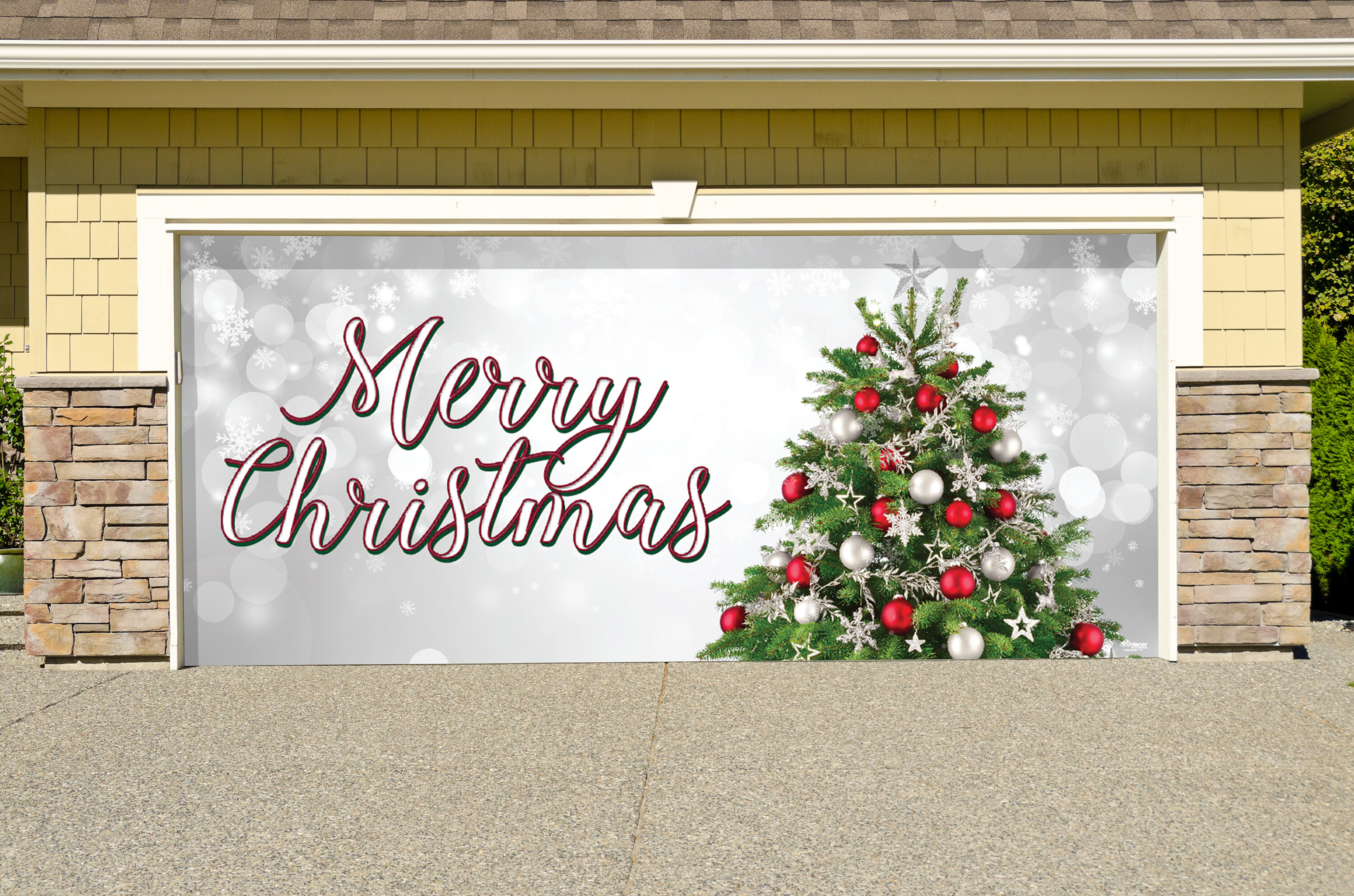 The Holiday Aisle® Merry Christmas Tree Garage Door Mural & Reviews ...