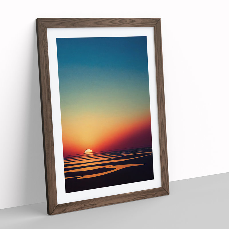 Shimmering Sunset - Wall Art, 48cm H x 36cm W, Walnut Framed, White