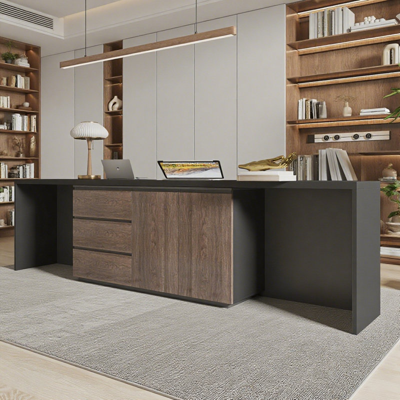 Bureau modulaire moderne avec tiroirs et armoires de rangement cachés