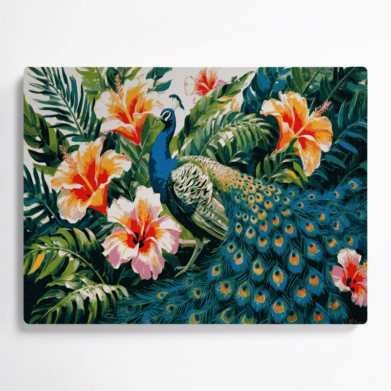 Hawaiian Peacocks, art mural vert en métal, H 11 po x l 14 po