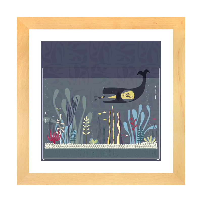 « The Fishtank » par Nic squirrell-impression, Blanc, H 16 po x l 16 po x p 1 po, Papier encadré doré