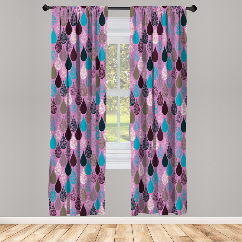 Microfiber Floral Semi-Sheer Rod Pocket Curtain Panels, 28" W x 84" L, Purple/Pink