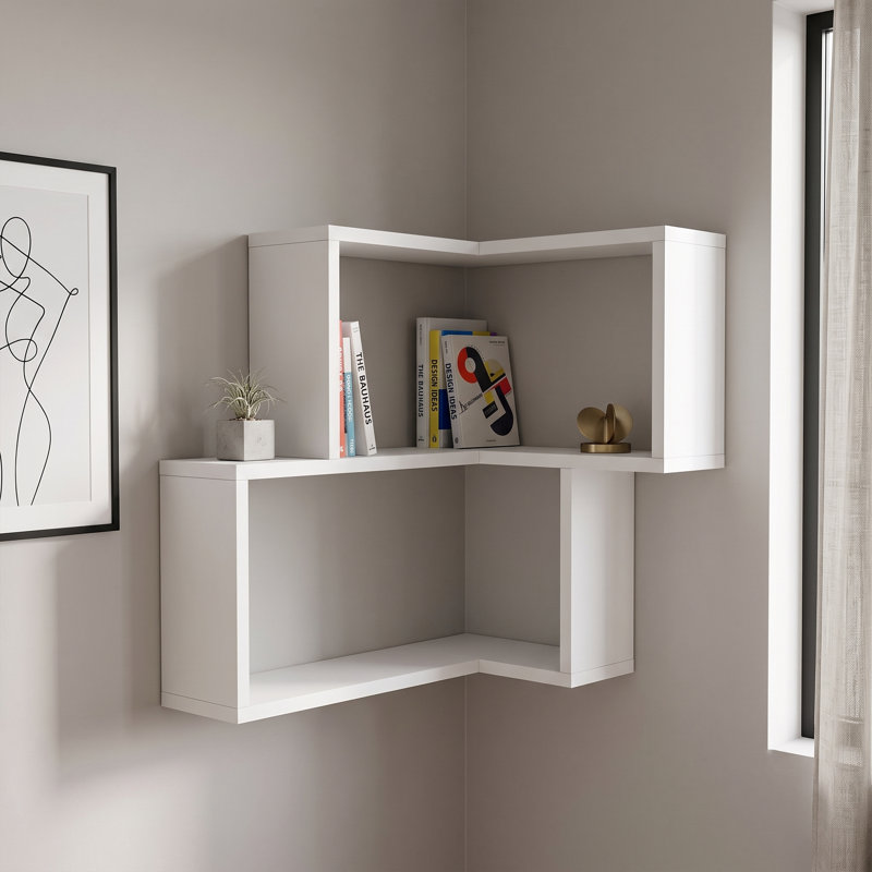 Aries Solid Wood Geometric Wall Shelf