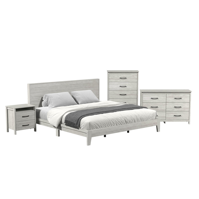 Marlieke 5 Piece Bedroom Set, King, Dusty Gray Oak