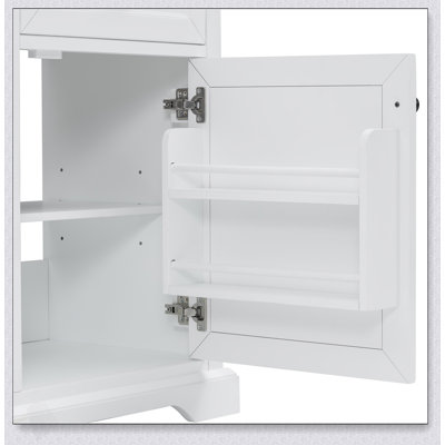 Meuble-lavabo autoportant de 36 pouces avec lavabo en céramique, 4 tiroirs et 1 porte à fermeture en douceur pour un rangement moderne et efficace