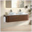 Meuble-lavabo 60 po en noyer avec lavabo double, ensemble de meuble-lavabo mural avec porte-serviettes gratuit, lavabos doubles en céramique de Carrare blanc, pré-assemblé, pour la salle de bain-753202752-753202783