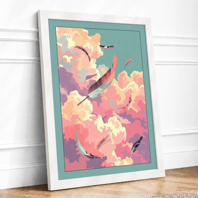 Birds Through Clouds Modern - Framed Print