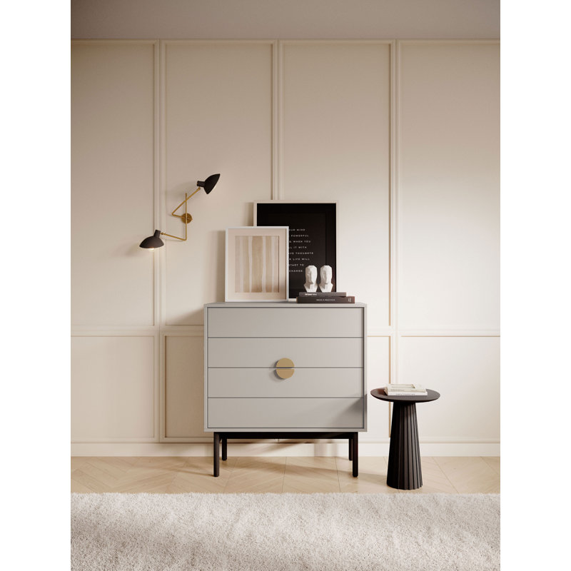 Anvitha 85.5cm W 4 - Drawer Chest of Drawers, Grey Beige