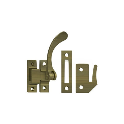 Serrure de fenêtre Deltana CF450U5, fermeture à battant, réversible, 4 1/2 po en laiton antique