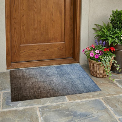 Tapis intérieur lavable antidérapant bleu et vert 2 pi x 3 pi