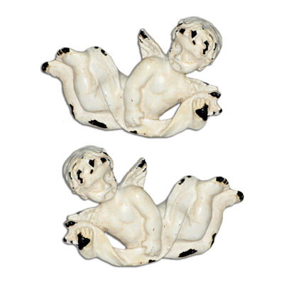 Whitewashed Angel Knobs (SET OF 2 Mirror Image)