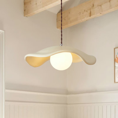 Dakarion 1-Light Resin Creative Cream Flower Pendant Light Single Pendant