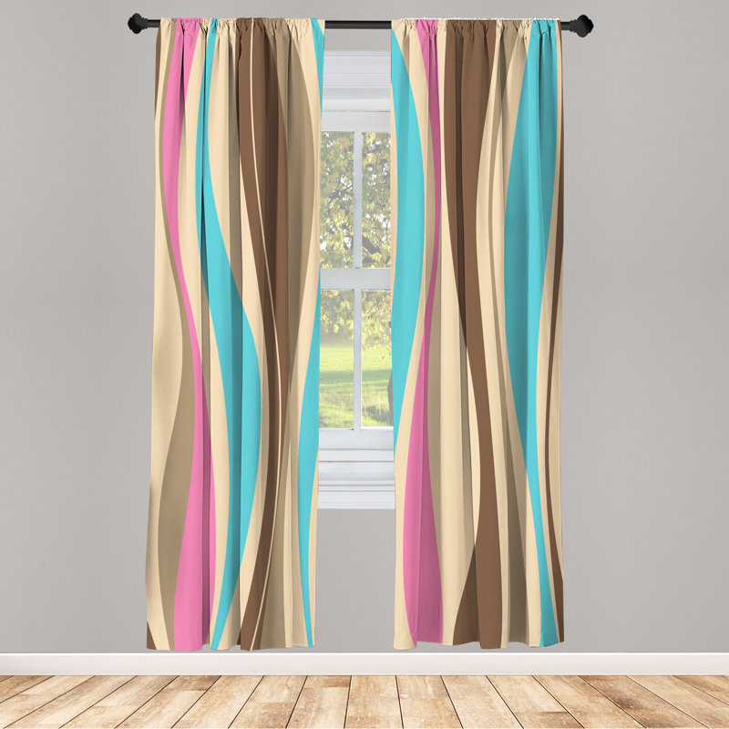 Pastel Striped Light-Filtering Microfiber Curtain Panels, 28" x 63", Set of 2