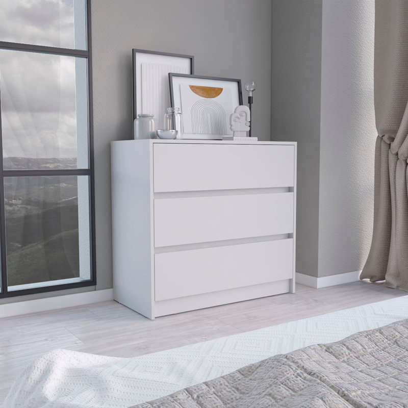 Commode H 31 po, 3 tiroirs, commode, blanc, Blanc