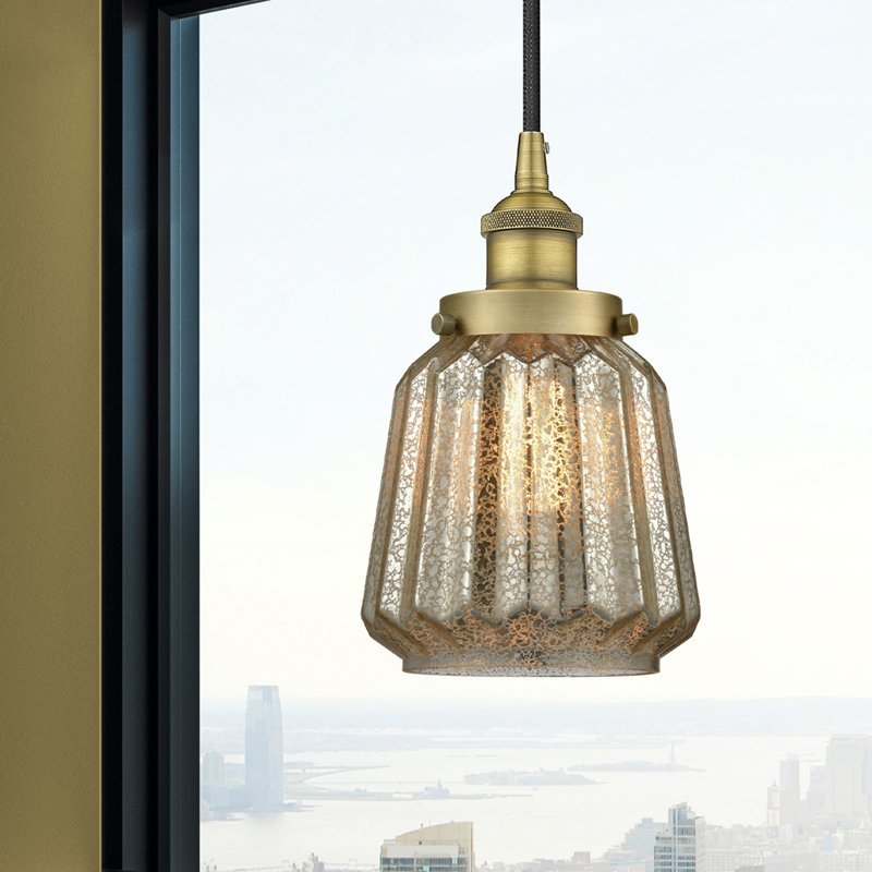 Luminaire suspendu conique à 1 lumière Caggiano, Laiton brossé