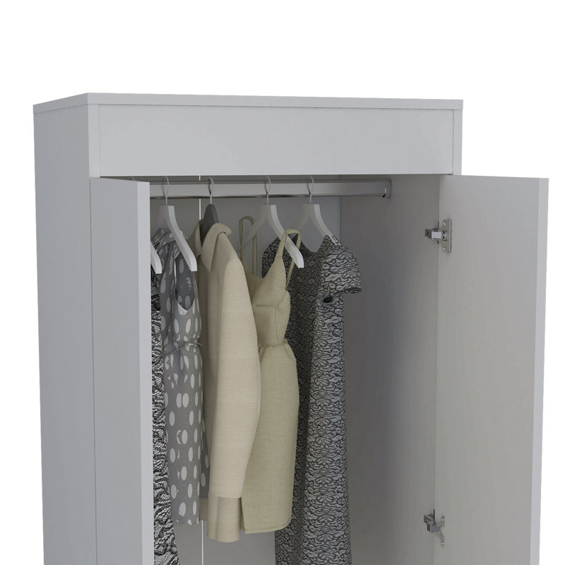 Armoire Alabama, une grande armoire, deux tiroirs, Gris