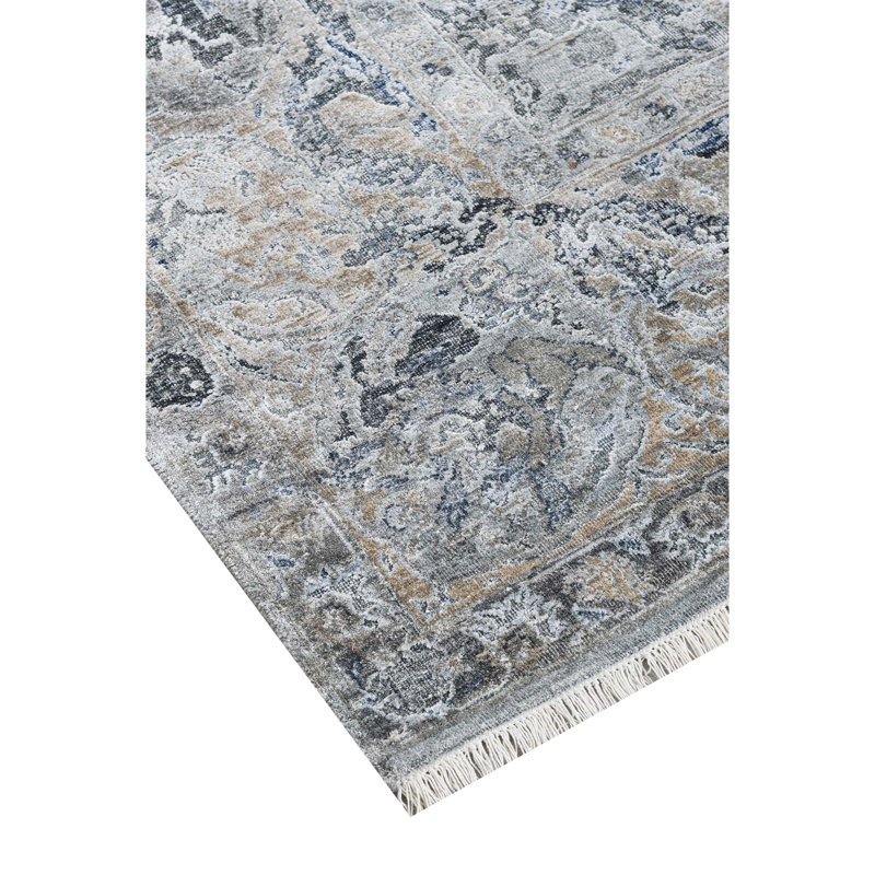 Oriental Area Rug in Blue/Gray/Ivory, Rectangle 12' x 15'
