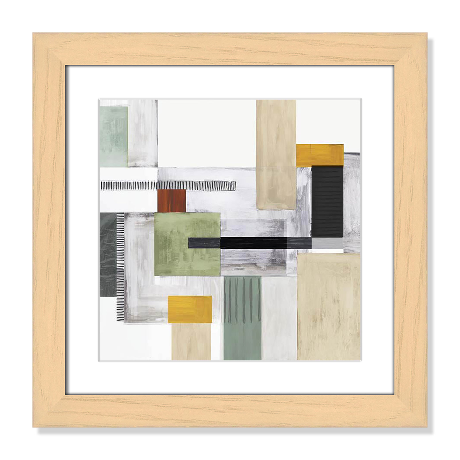 Playful Blocks Print, 18.5" H x 18.5" W x 1.25" D, Natural Cube Framed