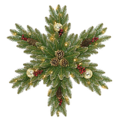 32" Frosted Pre-Lit Wreath