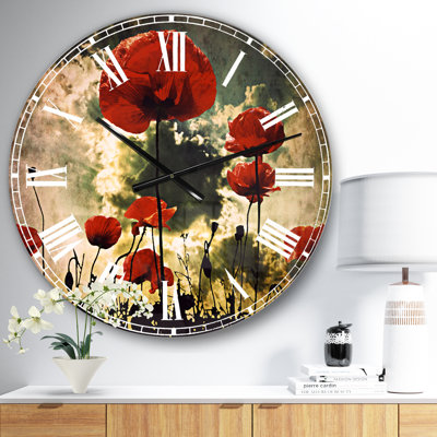 Coquelicots sur fond d'orage - Horloge murale traditionnelle