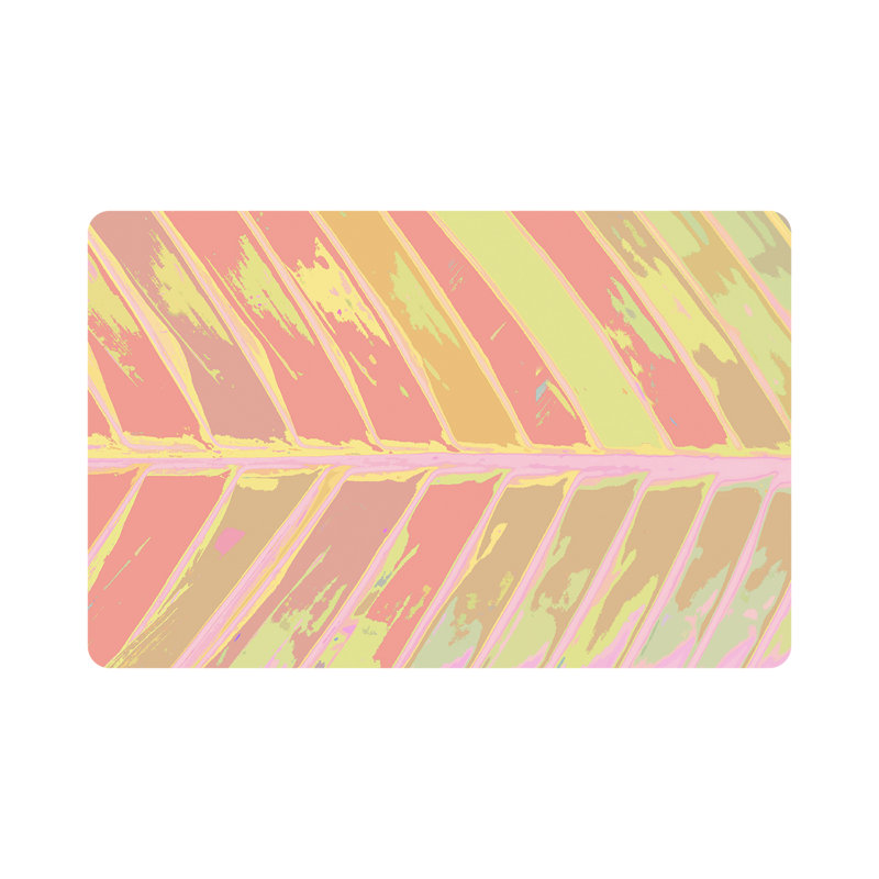 Tropical Leaf Vegan Leather Rectangle Pebble Placemat, Pink