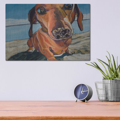 Art mural en métal Red Barrel Studio «Sand Dog» par Kathryn Wronski