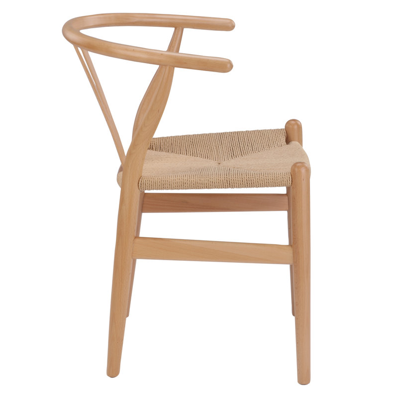 Natural Wood Wishbone Armchair with Eco-Friendly Paper Rope Seat
