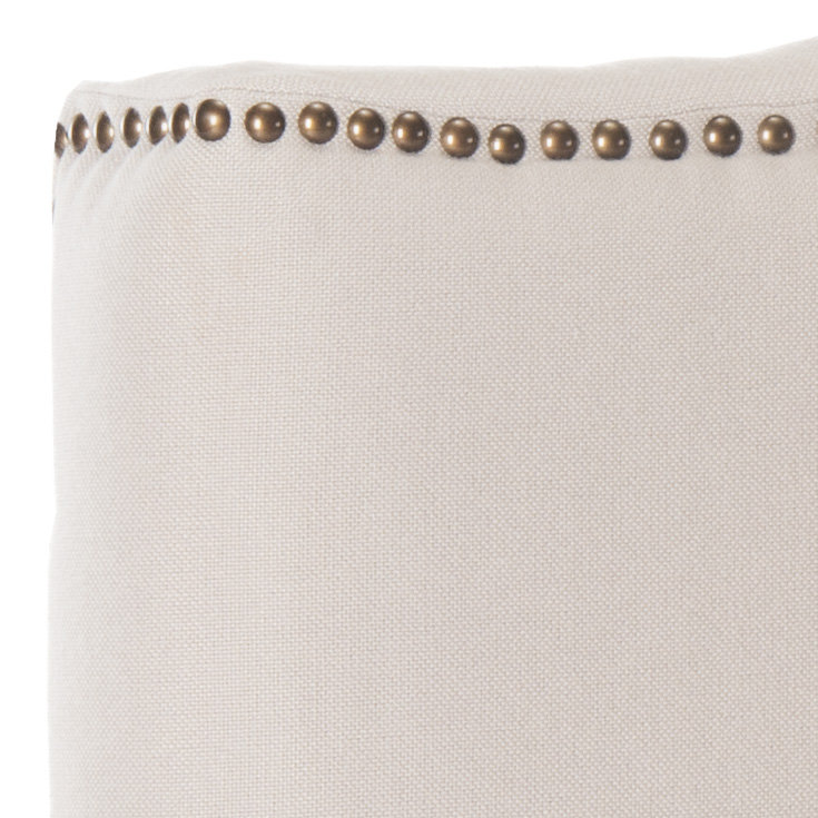 Laken Upholstered Headboard, Twin, Beige Linen, Brass