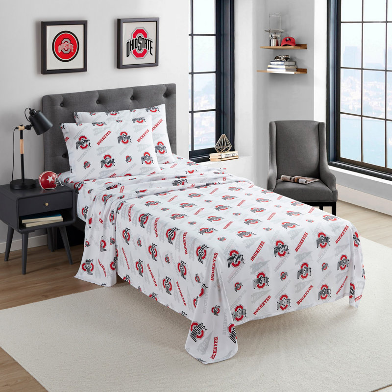 NCAA Bed Sheet Sets By Sweet Home Collection, Ohio State Buckeyes - Twin XL, Twin XL Sheet Set with 1 Pillowcase
