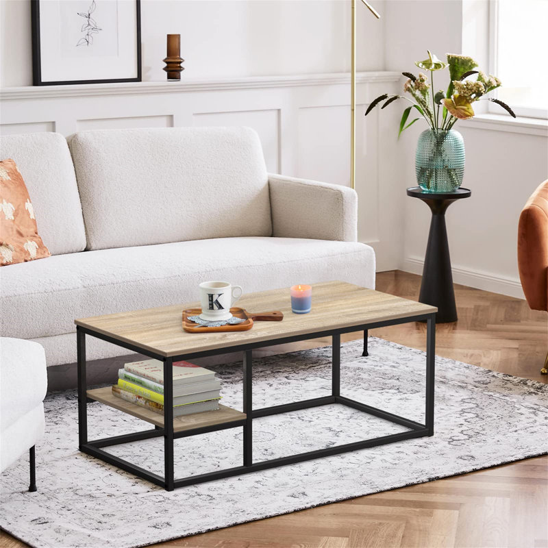 Adkinson Coffee Table with Storage, Wood colour