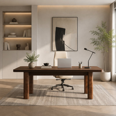 Wood Executive Desk, 62.99" Sturdy Computer Desk Conference Table