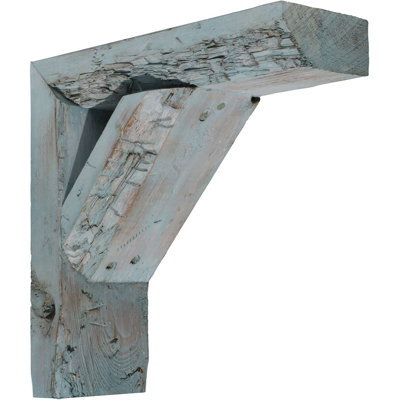 3 1/2"W x 10"D x 12"H Vintage Farmhouse Bracket, Barnwood Decor Collection, Driftwood Blue