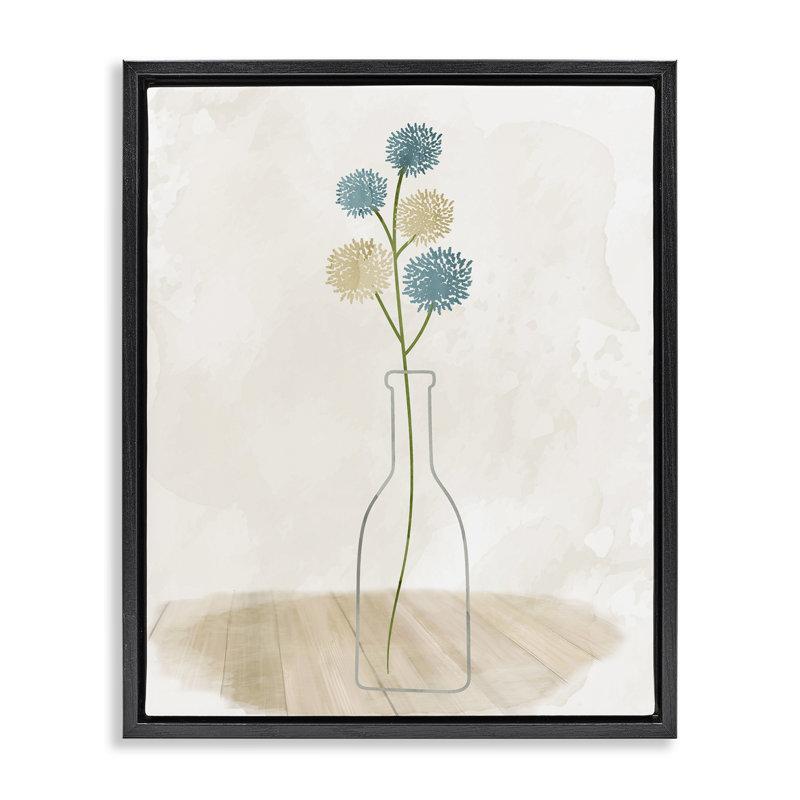 «Simple Bud Vase Floater», art mural sur toile par Kim Allen, Cadre flottant noir de jais, H 21 po x l 17 po