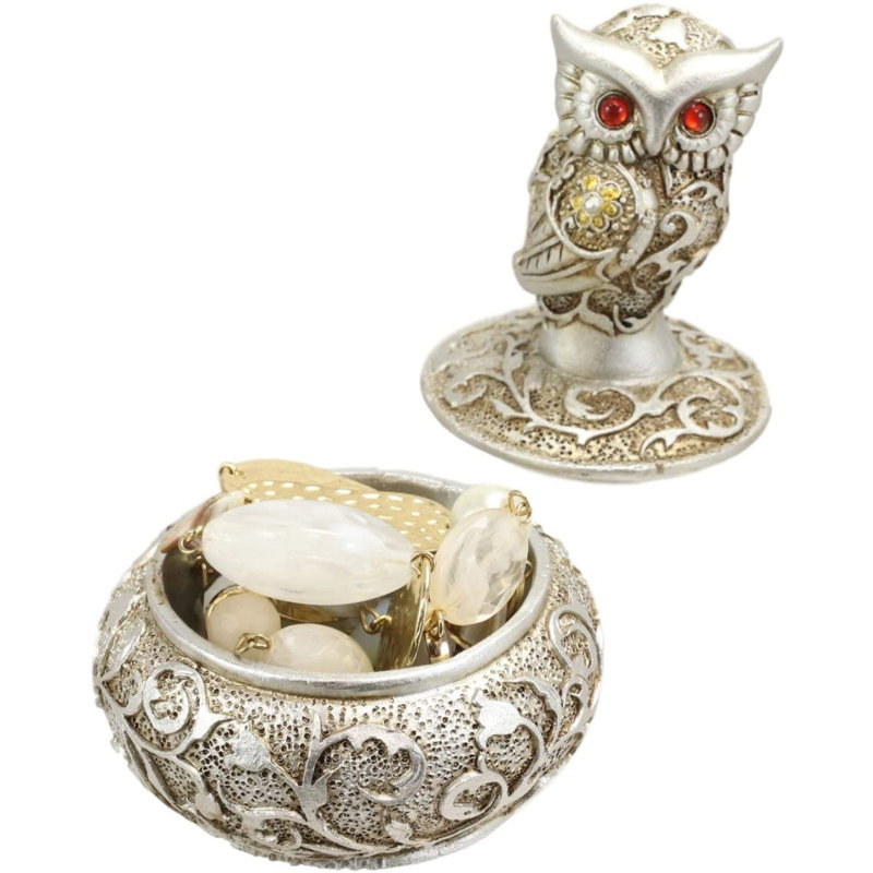 Boîte à bijoux avec hibou avec bijou