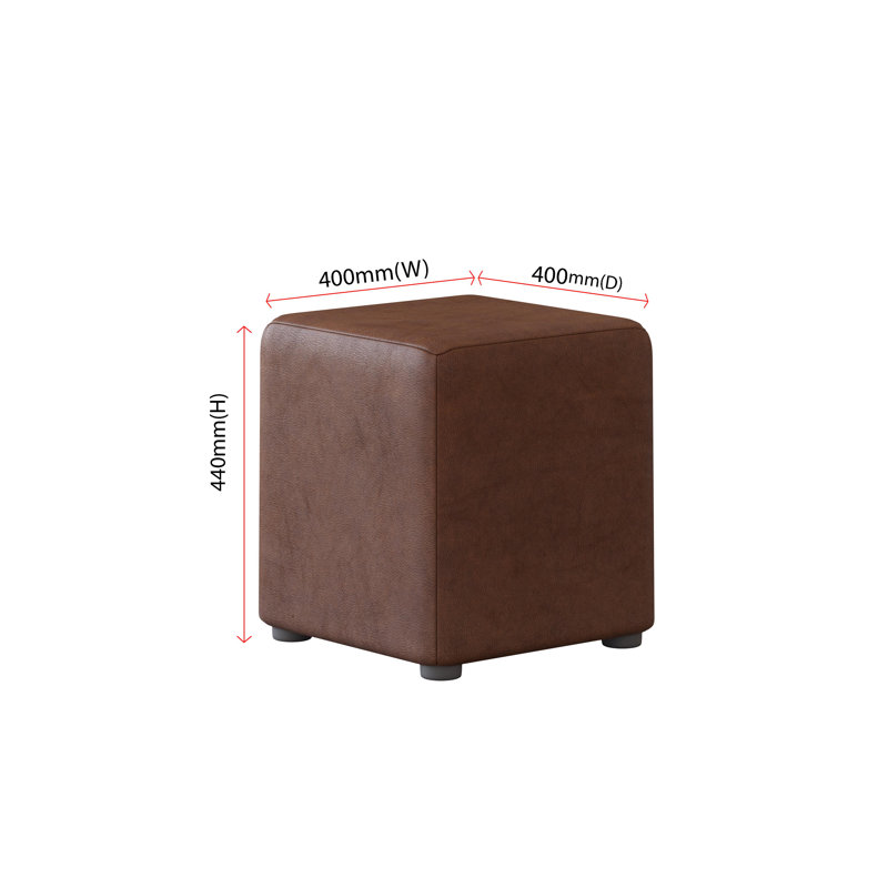 Manufactured Wood Accent Stool, Italian Leather, Rust Brown